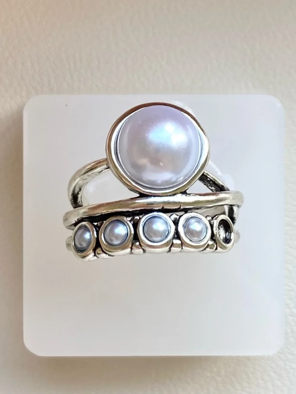 Silver Pearl Stackable Ring